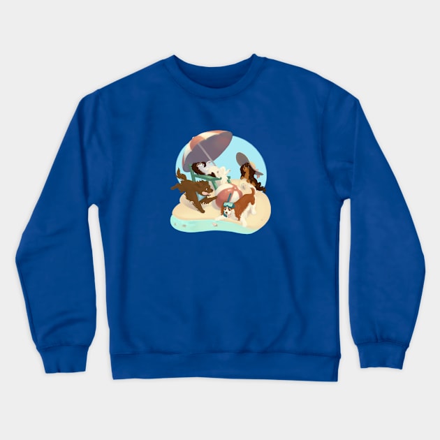 Cavalier King Charles Spaniels on the Beach Crewneck Sweatshirt by Cavalier Gifts